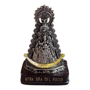 Ntra Sra Del Rocio Religious Figurine Statue 4.25" Tall Silver Tone Miniature